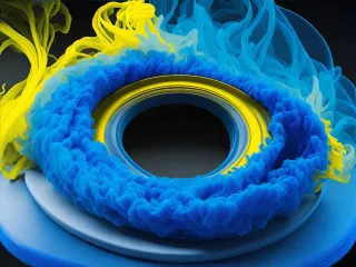 An AI generated image of a whirlpool of blue and yellow gas warping around a central point